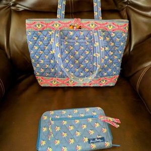 Vera Bradley EMILY Toggle Tote 9x12x4 and Wallet